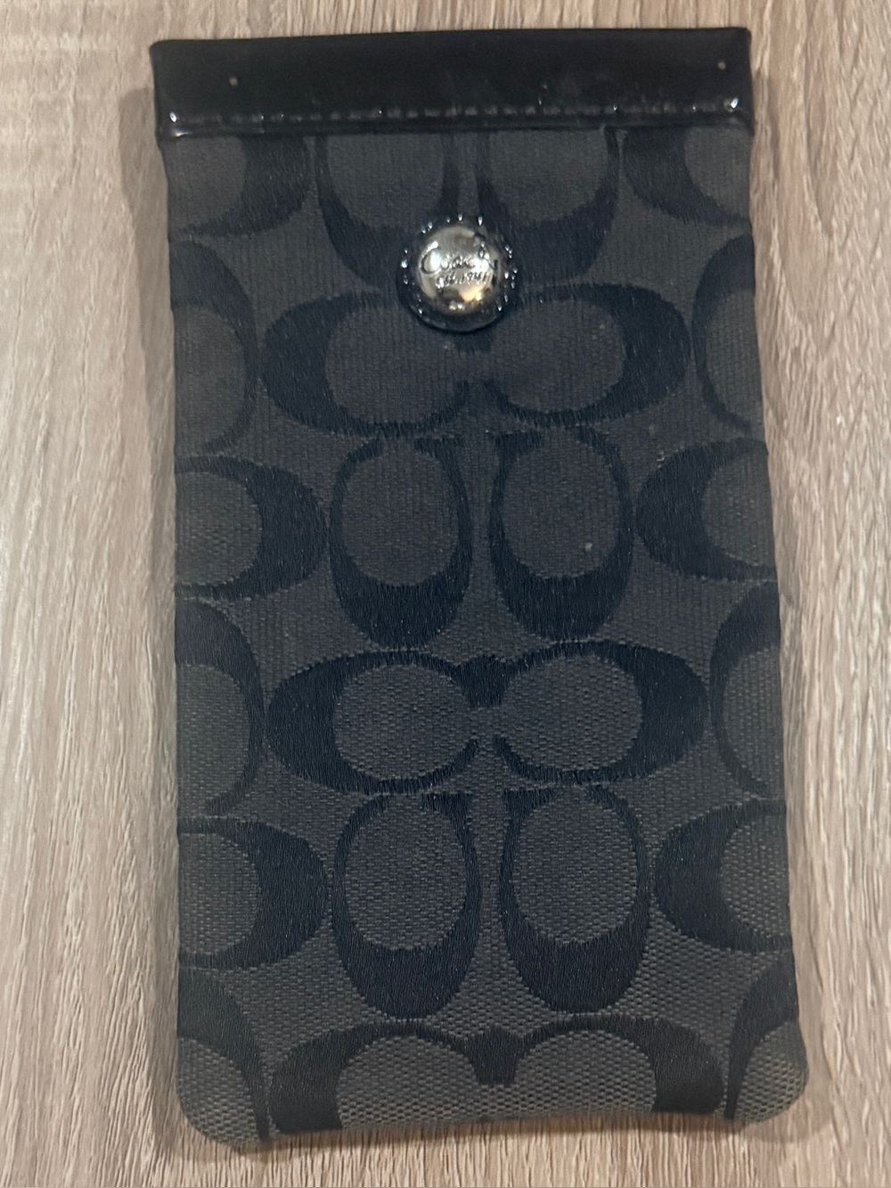 Coach Black Y2K Signature C Jacquard Squeeze Top Glasses Case